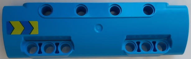 Lego Technic, Panel Curved 11 x 3 with 10 Pin Holes through Panel Surface with Blue and Lime Chevrons Pattern Model Right Side (Sticker) - Set 42091