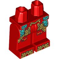 Lego Hips and Red Legs with Dark Turquoise Scaled Robe, Gold Trim, Sash, Toes print