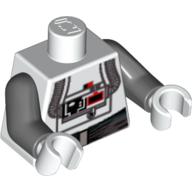 Lego Torso Armor with Chest Panel with Buttons and Tubes Print (AT-AT Driver), Dark Bluish Gray Arms, White Hands / White