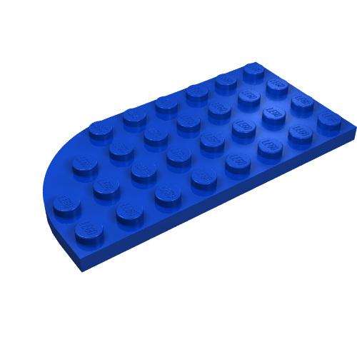 Lego Plate Round Corner Left 4 x 8 with Round Bottom Studs and 2 Notches