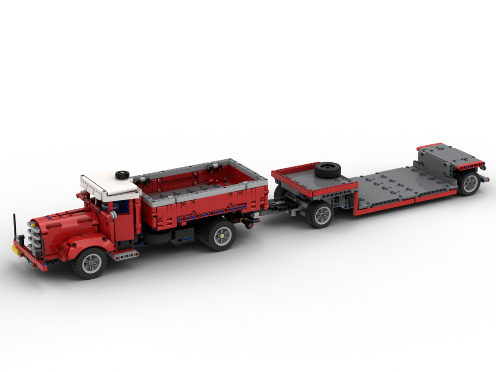 Lego Side Dumper Truck with Low Loader Trailer "Büssing" ( 42098 C-Model)