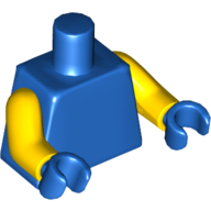 Lego Torso, Yellow Arms, Blue Hands [Plain]