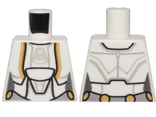 Lego Torso SW Jedi Robe, Female with Gold Markings Pattern / White
