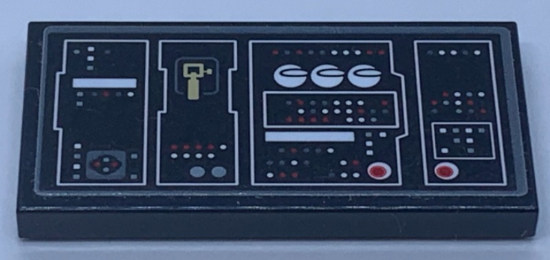 Lego Tile 2 x 4 with SW Millennium Falcon Control Panel Screen Pattern (Sticker) - Set 75192 / Black