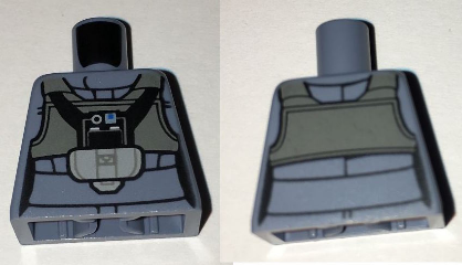Lego Torso SW Rebel A-wing Pilot with Dark Gray Vest and Black Front Panel with Breathing Apparatus Pattern / Sand Blue