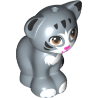 Lego Animal, Cat, Sitting with Medium Nougat Eyes, Dark Pink Nose and Black and White Patches (Chico) Print