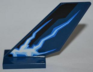 Lego Tail Shuttle with Lightning Pattern Model Left Side (Sticker) - Set 9442 / Dark Blue