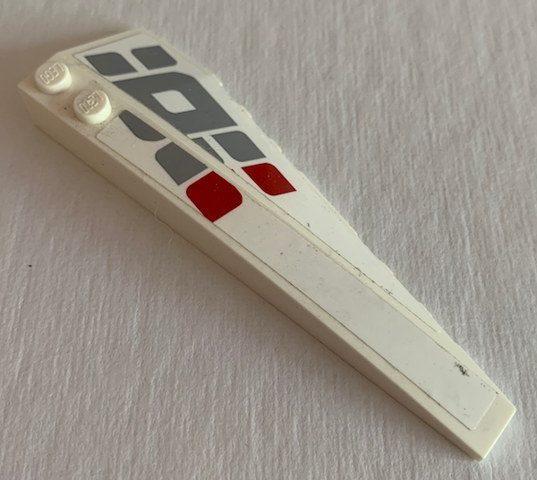 Lego Wedge 10 x 3 Left with Light Bluish Gray and Red Leaves Pattern (Stickers) - Set 70616 / White