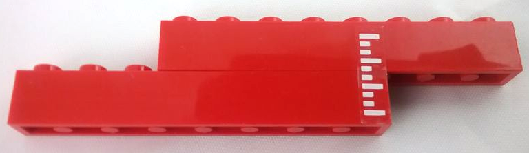 Lego Stickered Assembly 11 x 1 x 2 with White Plimsoll Lines Pattern Model Left Side (Sticker) - Set 6542