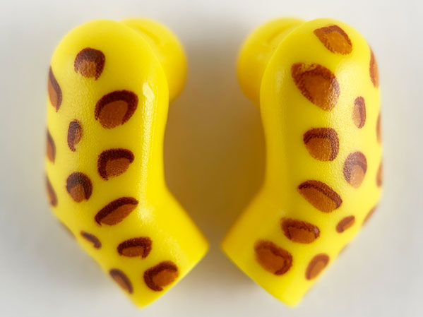 Lego Arm, (Matching Left and Right) Pair with Dark Orange Leopard Spots Pattern / Yellow