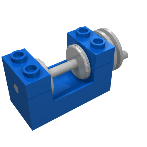 Lego String Reel Winch 2 x 4 x 2 (Light Gray Drum) / Blue