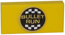 Lego Tile 1 x 2 with 'BULLET RUN' Logo Centered Pattern (Sticker) - Set 8147