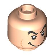 Lego Minifig Head Queen of Hearts, Thick Black Eyebrows, Big Smile/Open Mouth Angry Scream Print / Light Nougat