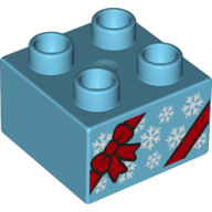 Lego Duplo Brick 2 x 2 with Red Ribbon and Snowflakes (Present) Print