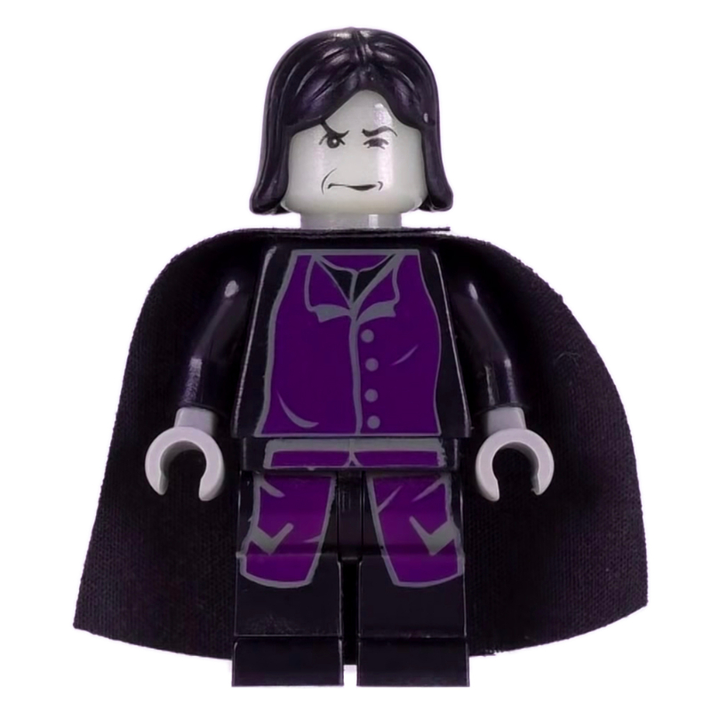 Lego Professor Severus Snape, Glow in the Dark Head, Long Purple Robes with Dark Gray Buttons, Cape