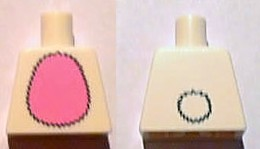 Lego Torso Bunny Suit with Bright Pink Tummy and Tail on Reverse Pattern / White