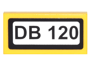 Lego Tile 1 x 2 with Black 'DB 120' Pattern (Sticker) - Set 10244 / Yellow