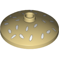 Lego Dish 3 x 3 Inverted [Radar] with White Sesame Seeds Print (Hamburger Bun)