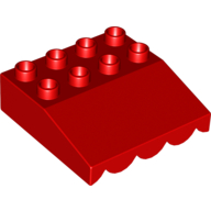 Lego Duplo Roofpiece Slope 33 4 x 4 with Awning Overhang with 9 Bottom Tubes / Red