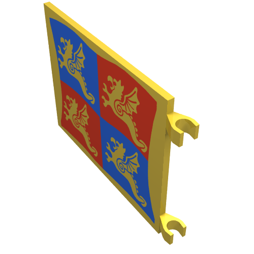 Lego Flag 6 x 4 with Clips with Blue and Red Dragon Print