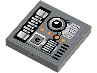 Lego Tile 2 x 2 with SW Snowspeeder Circuitry Pattern (Sticker) - Sets 8089 / 75014 / Dark Bluish Gray