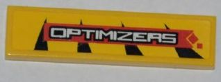 Lego Tile 1 x 4 with 'OPTIMIZERS' Pattern Model Left Side (Sticker) - Set 8228 / Yellow