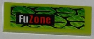 Lego Tile 1 x 3 with Scales and 'FuZone' Pattern Model Right Side (Sticker) - Set 8231 / Lime