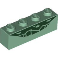 Lego Brick 1 x 4 with Raptor Scale Print / Sand Green