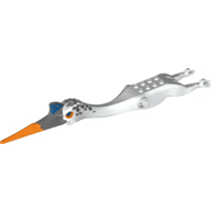 Lego Animal Body Part, Dinosaur Torso and Head, Quetzalcoatlus with Orange Beak, Dark Bluish Gray Head print / White