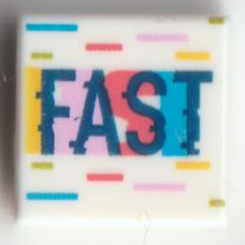 Lego Tile 1 x 1 with 'FAST' Print