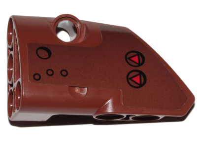 Lego Technic, Panel Fairing # 1 Small Smooth Short, Side A with Black Circles and Red Triangles Pattern (Sticker) - Set 75532 / Reddish Brown