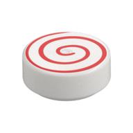 Lego Tile Round 1 x 1 with Red Spiral Print