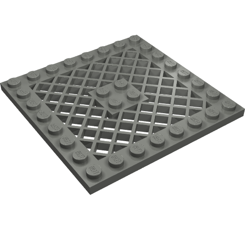 Lego Plate Special 8 x 8 with Grille [No Hole in Center] / Dark Bluish Gray