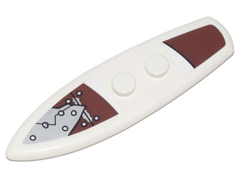Lego Minifigure, Utensil Surfboard Standard with Silver Metal Plates and Rivets on Reddish Brown Background Pattern (Stickers) - Set 70840