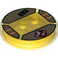 Lego Function Brick Round 4 x 4 x 2/3 with 2 Studs and Ghostbusters Logo and "AY" Print