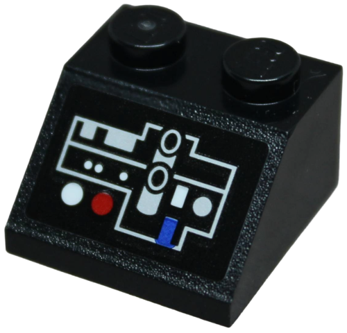 Lego Slope 45 2 x 2 with SW Death Star Control Panel with Blue, Red, Silver and White Buttons and Lights Pattern 1 (Sticker) - Set 75159