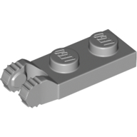 Lego Hinge Plate 1 x 2 Locking with 2 Fingers On End, without Groove, 7 Teeth / Light Bluish Gray