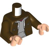 Lego Torso, Jacket, Light Bluish Grey Hoody, White Laces print, Dark Brown Arms, Light Nougat Hands / Dark Brown