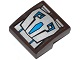Lego Slope, Curved 2 x 2 x 2/3 with Mechanical Hand with Blue and Silver Armor Plates Pattern (Sticker) - Set 70125 / Dark Brown