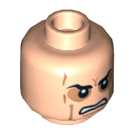 Lego Minifig Head Anakin Skywalker, Sunken Eyes, Cheek Lines, Teeth / Closed Mouth Print / Light Nougat