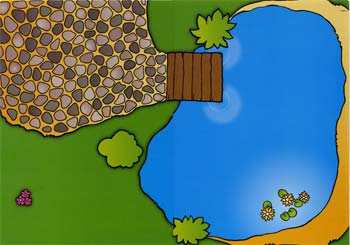 Lego Playmat, Duplo, Lake, Beach, Path, Pier, Grass Print