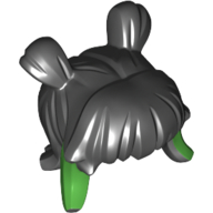 Lego Hair Long with 2 Buns and Green Streaks