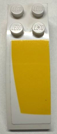 Lego Slope, Curved 6 x 2 with Yellow Curved Panel Pattern Model Right Side (Sticker) - Set 75181 / White