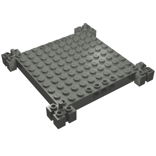 Lego Brick Special 12 x 12 Base with 4 Corner Pegs, 1 x 10 Cutouts, Grooves / Dark Bluish Gray