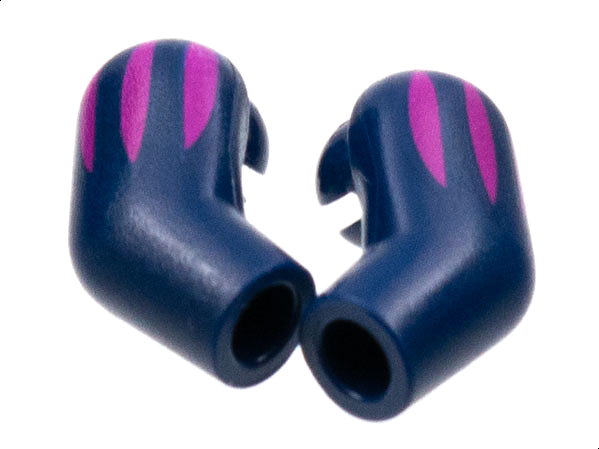 Lego Arm, (Matching Left and Right) Pair with Magenta Shoulder Stripes Pattern / Dark Blue