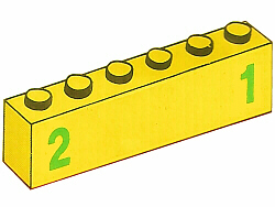 Lego Brick 1 x 6 with Green Number 2 on Left and Green Number 1 on Right Pattern (Stickers) - Set 7740