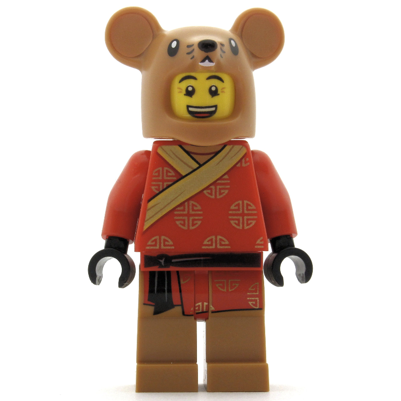 Lego Man, Rat Costume Head, Red Robes with Black Sash Belt