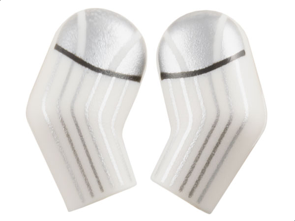Lego Arm, (Matching Left and Right) Pair with Silver Armor, Stripes and Black Lines Pattern / White