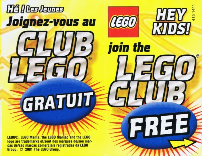 Lego 2001 Insert - LEGO Club - US/Canadian (4151441)