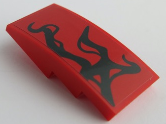 Lego Slope, Curved 4 x 2 with Thin Black Tendrils Pattern Model Left Side (Sticker) - Set 76199